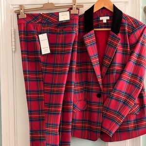 New Red woman Tartan Suit size ( 8-10)